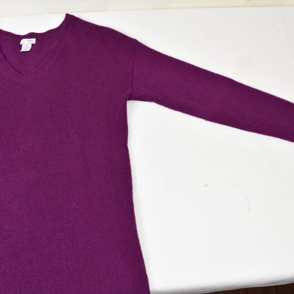 HALOGEN Sweater XS P Burgundy V neck Long Sleeve CASHMERE - Picture 3 of 5